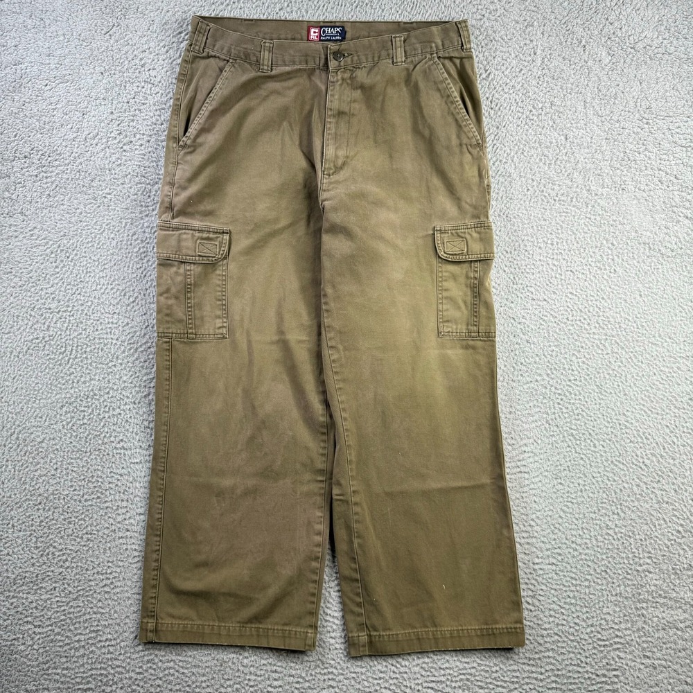Vintage Chaps Ralph Lauren Pants Mens‎ 34x30 (Fits 35x27) Green Cargo Baggy Wide
